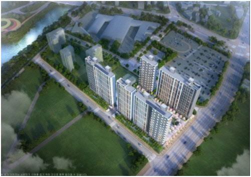 대한토지신탁㈜이 시행하고, DL건설(옛 대림건설)이 시공을 맡은 'e편한세상 진천 로얄하임' 조감도. <DL건설 제공>